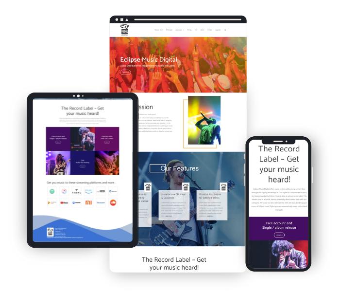 Music Company Website Design by Digital Owlers
